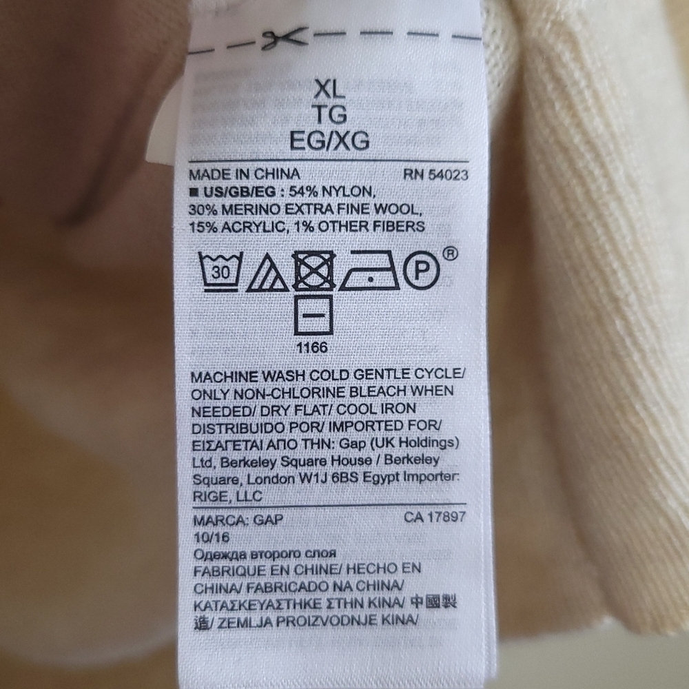 GAP Womens Merino Wool Blend Happy Sweater Cream XL Oatmeal Vanilla Granola - Picture 7 of 7